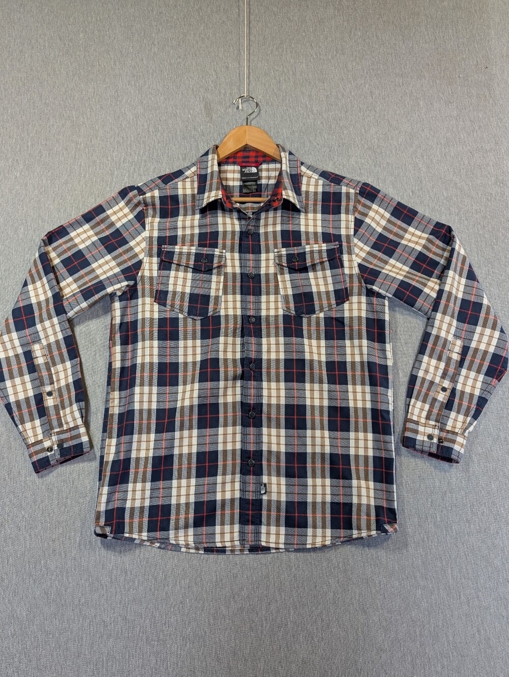 The North Face Flannel Snap Shirt Men's Medium Blue Plaid